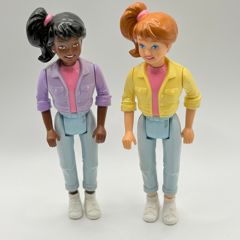 Playskool Dollhouse Teen Babysitters VTG Figure Lot 2 African American Caucasian